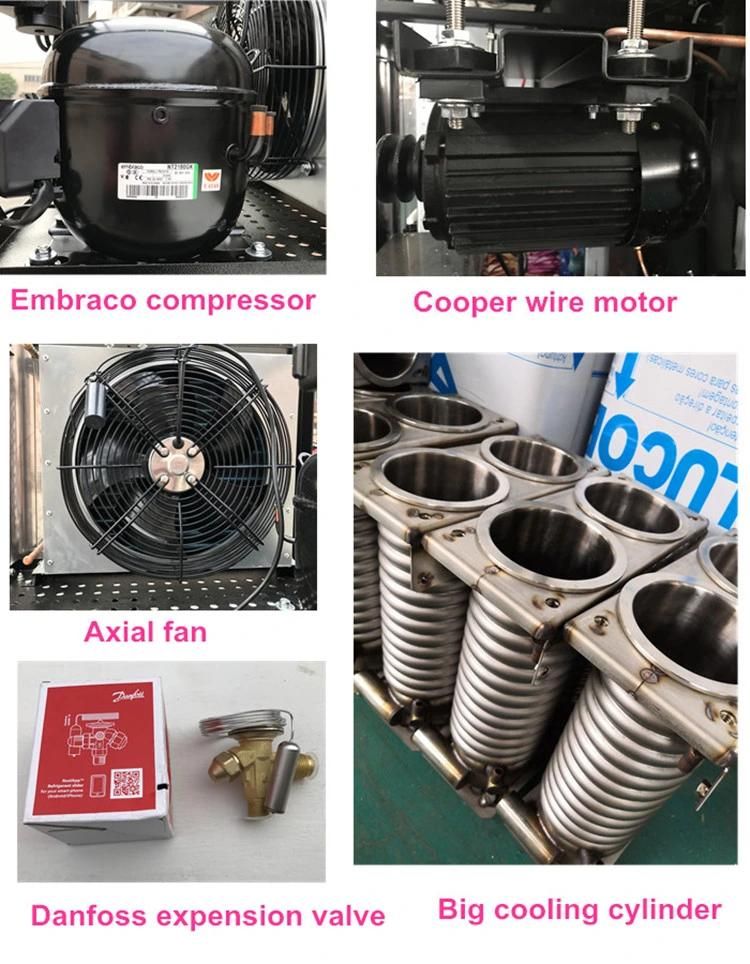 2 Cooling Systems 2 Embraco Compressors Soft Ice Cream Machine