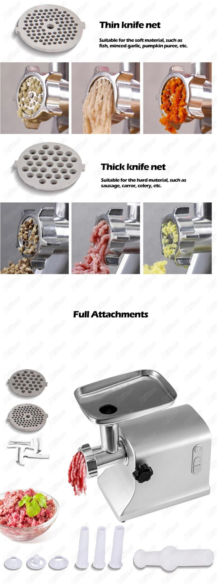 Tc94 Electric Meat Grinder Multifunctional Meat Mincer with Knife Parts Sausage Maker Filler Stuffer Food Processor