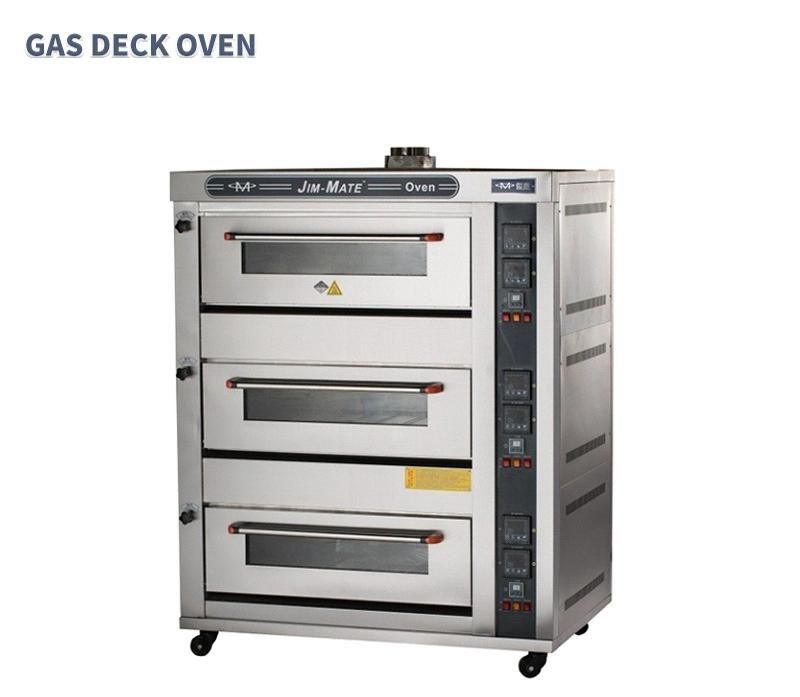 Baking Machine 3 Decks 6 Trays Commercial Gas Deck Oven