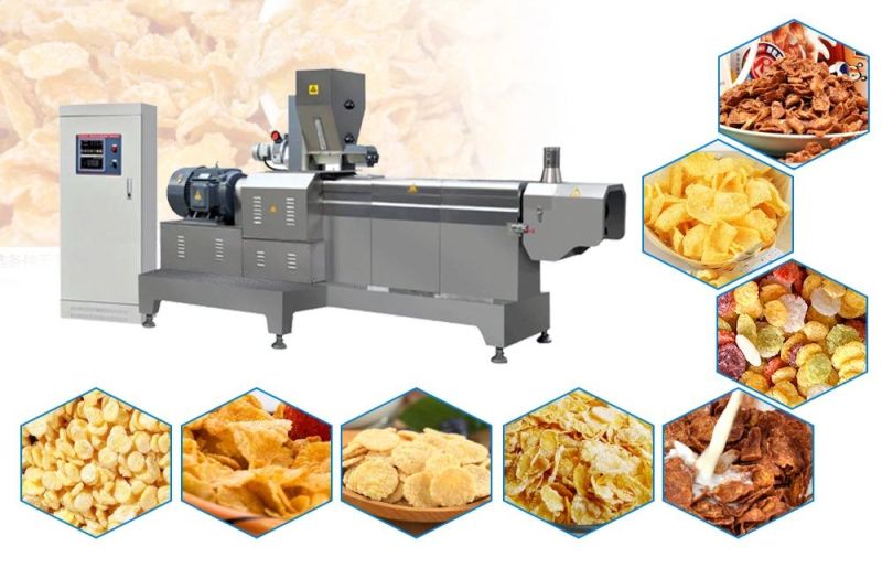 Breakfast Cereal Extrusion Production Line Chocos Corn Flakes Making Machine