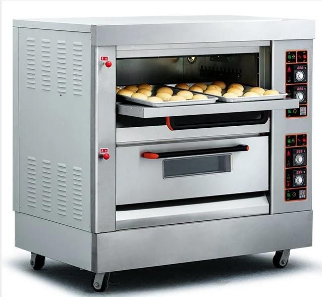 Full Ss 2 Deck 4 Trays Gas Baking Pizza Oven