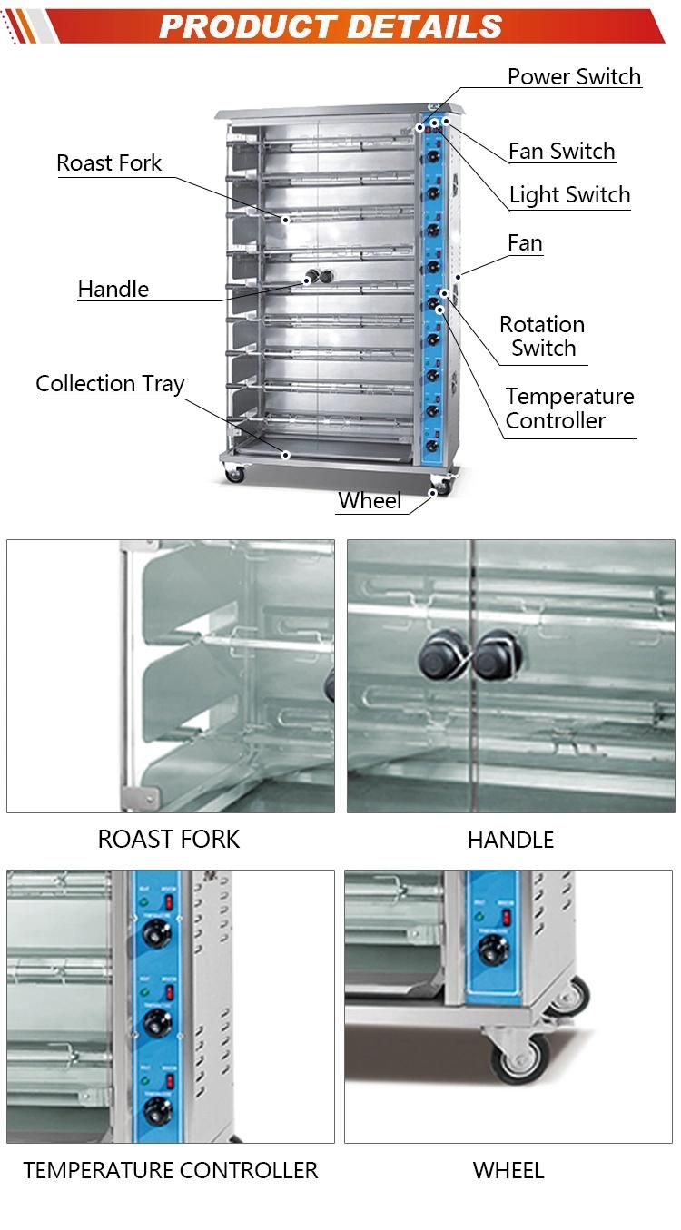 Hej-9p Commecial Fried Chicken Shop Electric Chicken Rotisserie