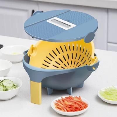 New 9 in 1 Vegetable Cutter Multifunctional Vegetable Slicer with Drain Basket Kitchen ...