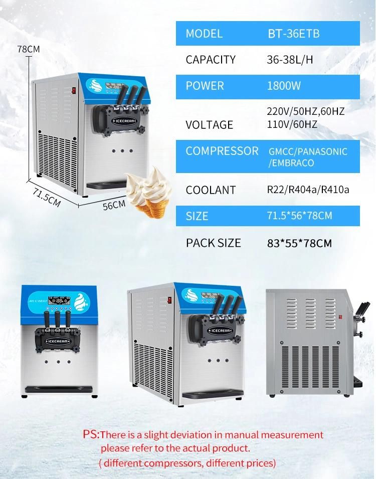 Bt-36etb Wholesale Ice Cream Machine Boto Soft Ice Cream Machine