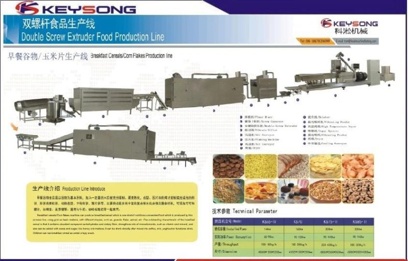 Industrial Breakfast Cereals Corn Flakes Process Line