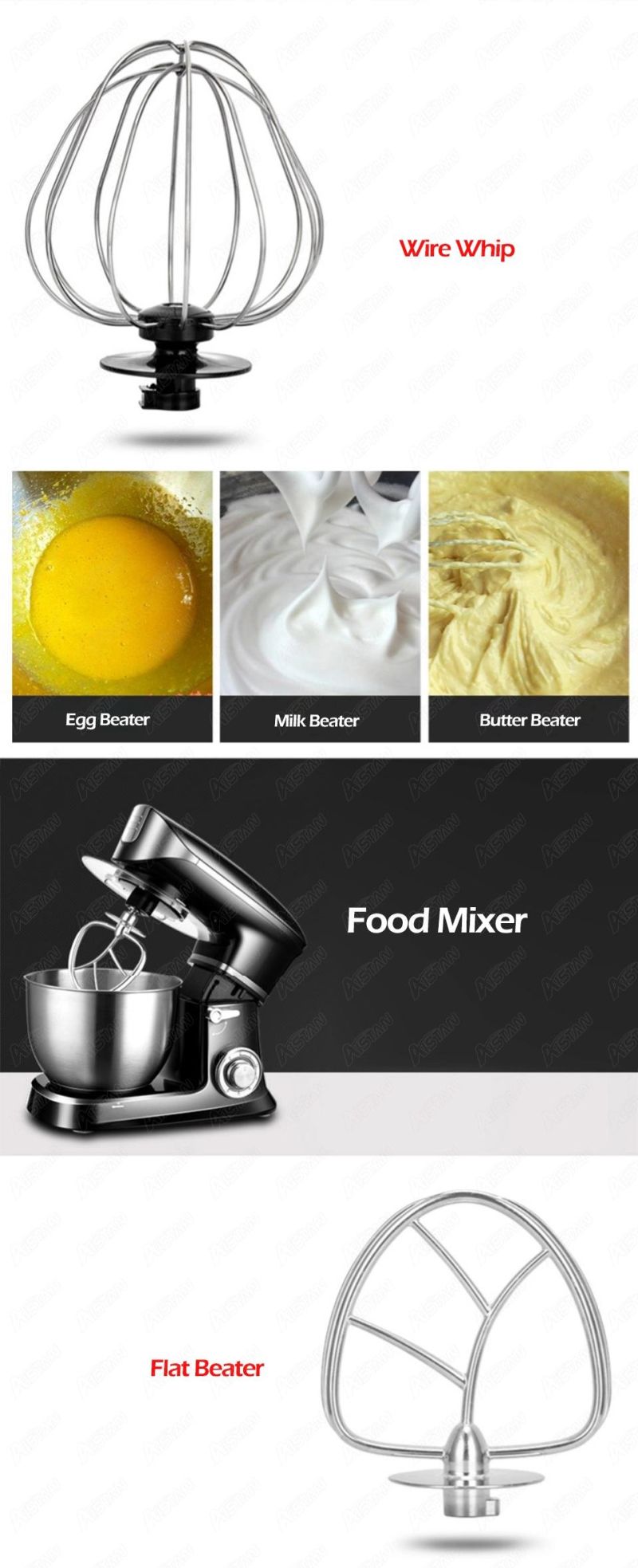 Sc262c Multifunctional Electric Dough Mixer with Egg Whisk 6.5L Bowl 5-in-1 Commercial Juicer Blender Mixer Meat Mincer Grinder