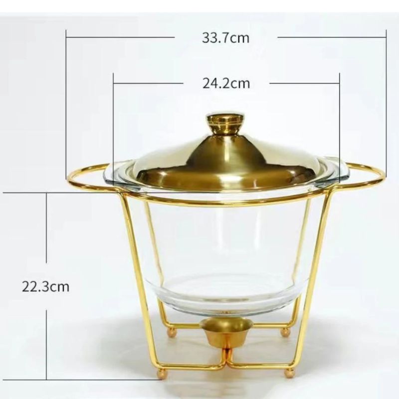 4L Glass Golden Silver Buffet Stove Chafing Dish