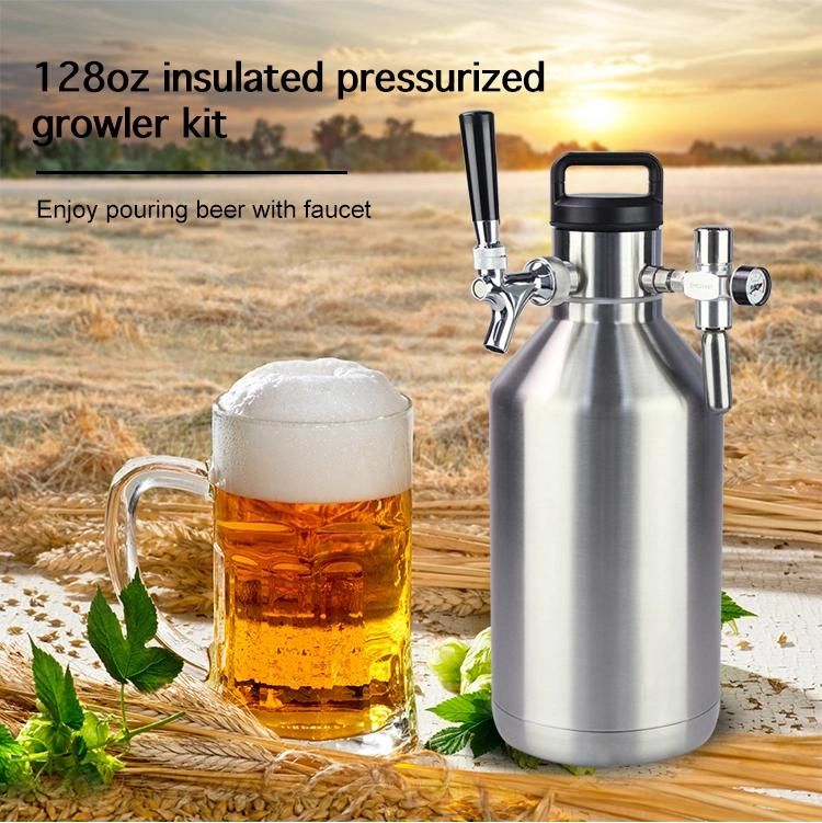 Gift Homecraft Beer Wine Water Dispenser Insulated 128oz Stainless Steel Beer Keg Growlers Bottle Equipment