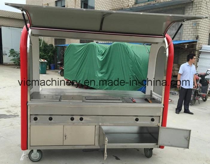 small customized flat hand push food cart