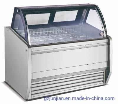 Junjian Factory Front Glass Ice Cream Display Showcase Freezer