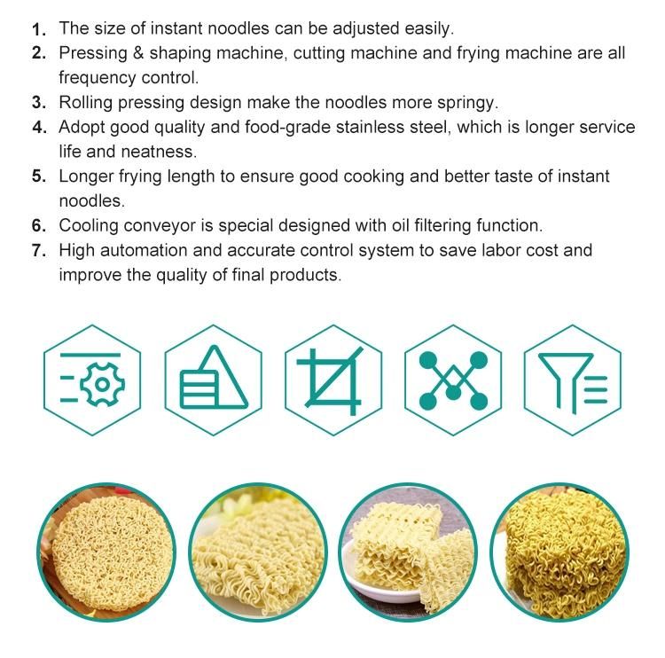 Commercial Low Price Mini /Middle Type Scale Fried Drying No Fried Instant Noodle Roller Round Cutter Dried Ripple Noodle Production Line/ Machine