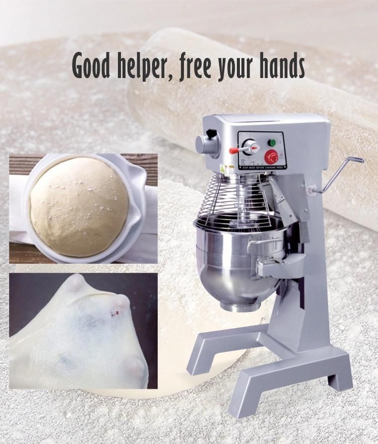 Commercial Hotel Restaurant Kitchen Food Mixer with Barrel, Hook, Dough Arm and Wire Whip