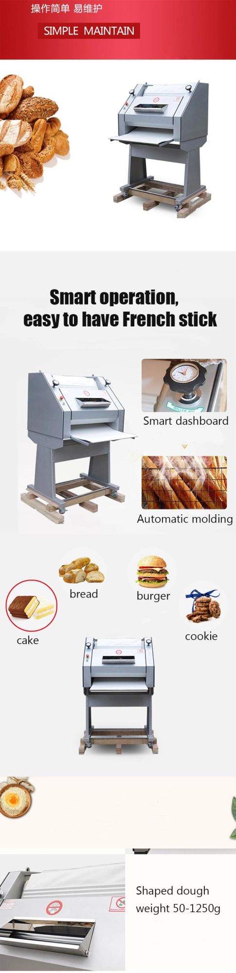 Baguette Moulder/French Bread Baguette Moulder Maker Machine/Baguette Moulder Machine