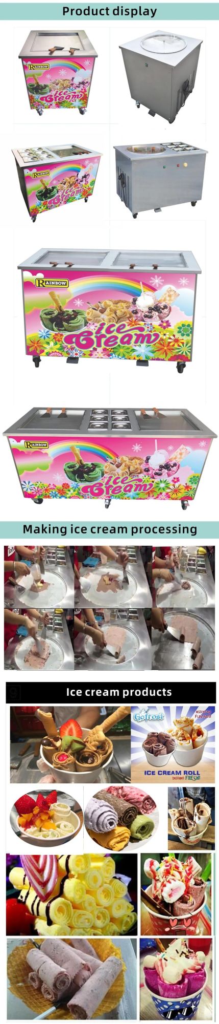 Food Soft Hard Gelato Ice Cream Machinery Thailand Roll Fried Ice Cream Machine Ice Cream Roll Machine