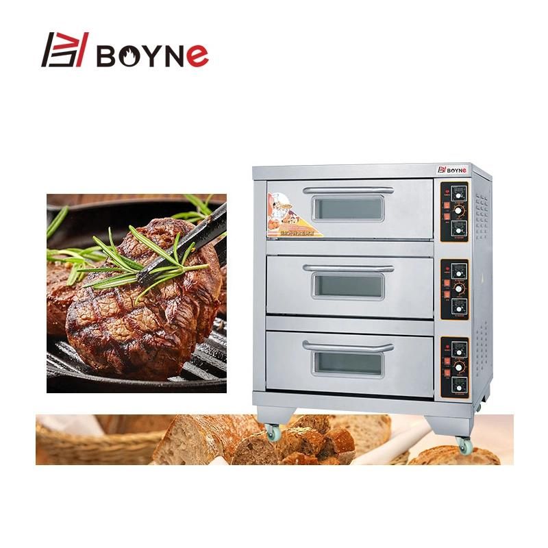 Electric Commercial Three Deck Stainless Steel Bread Baking Oven