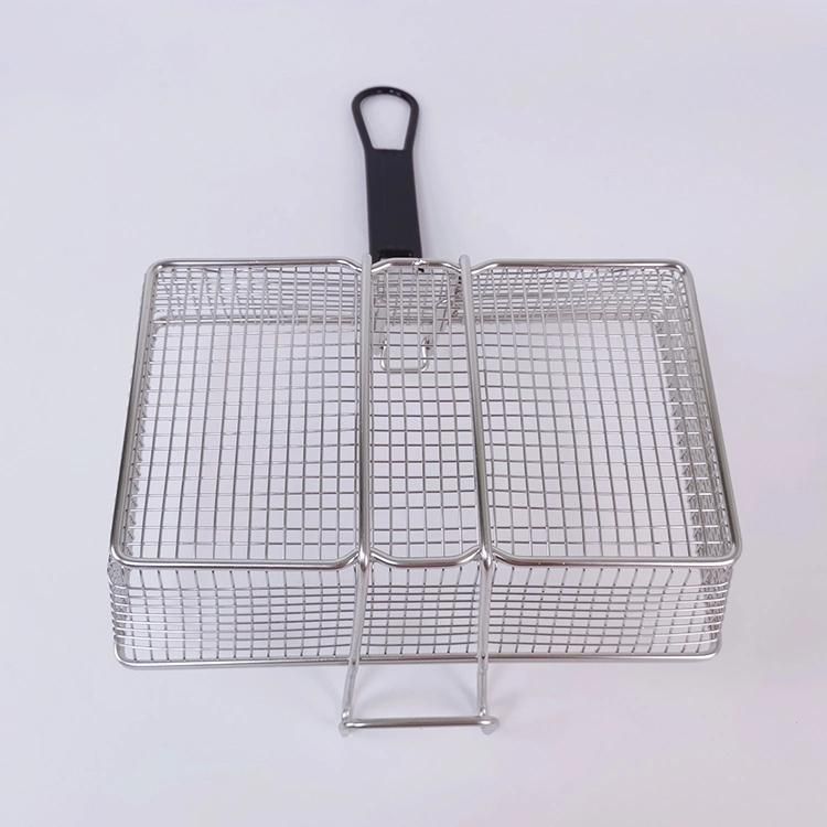 2.5 Gallon Commercial Fryer Stainless Steel Fried Basket Front Hook Fry Basket with Black Coated Removable Handle