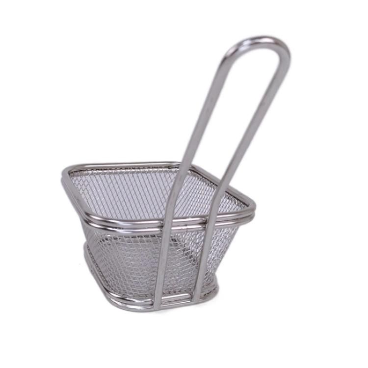 Fried Food Table Serving Chrome Rectangular Chips Fry Basket French Fries Basket Square Mini Frying Basket