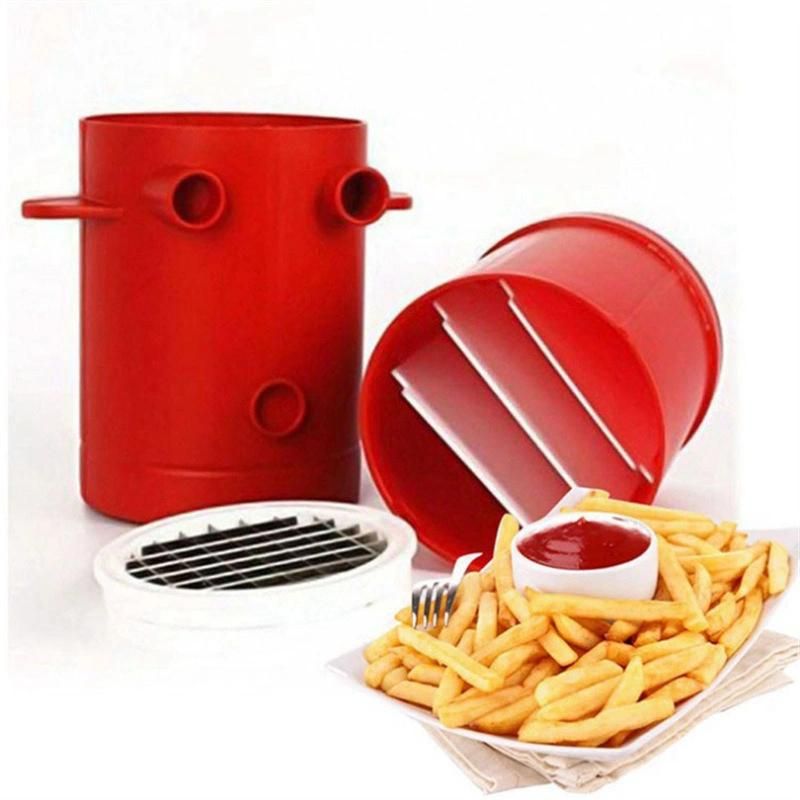 Potatoes Fries Maker, Potato Slicers French Fries Maker Cutter & Microwave Container 2-in-1, No Deep-Fry to Make Healthy Fries Esg11926