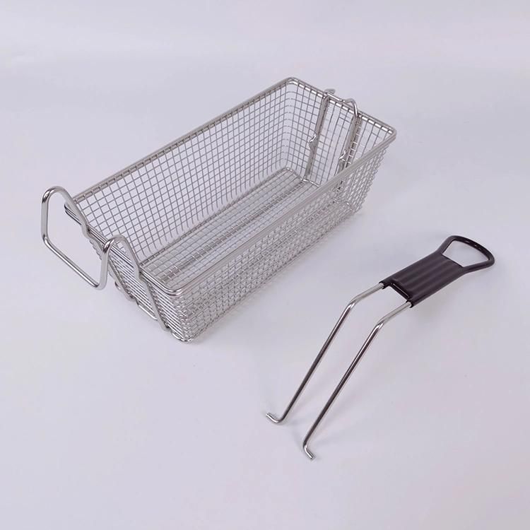 4 Gallon Hevy Duty Restaurant Deep Fryer Basket Rectangular Stainless Steel Fry Basket with Folding Handle