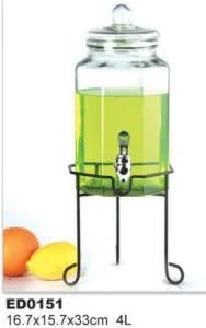 Glass Beverage Jar Glass Juice Dispenser Glass Jar