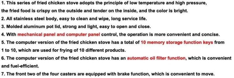 Commercial Computer Version Fried Chicken Oven Factory Supply High Pressure Fryer with Oil Filter Car Time Temperature Control Pressure Fryer