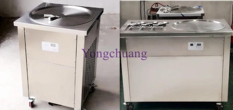 Thailand Style Roll Fry Ice Cream Machine with Flat Table