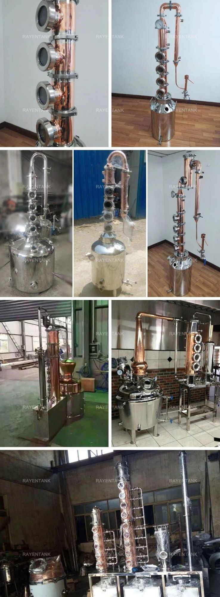 High Performance Copper Bubble Plate Alcohol Machinery Distiller 95% Alcohol Making