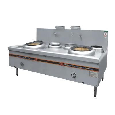 Gas Chinese Wok Range, Double Burner with Double Rear Pot