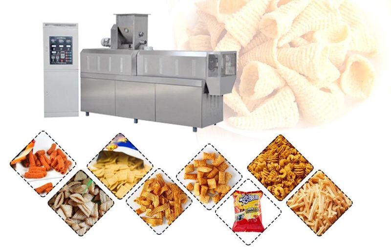 Fried Flour Chips Process Line Bugle Extruder Machinery Wheat Flour Snacks Extruder