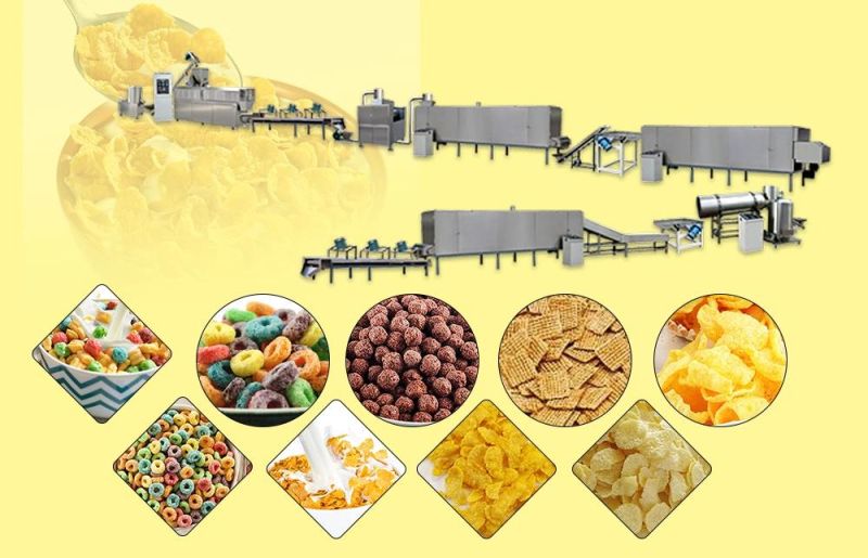 Automatic Breakfast Cereal Production Line Crispy Sweet Corn Flakes Making Machine Price