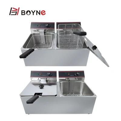 11L Double Tank Stainless Steel Potato Chips Deep Fat Fryer