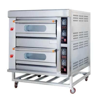 Commerical Baking Equipment 2 Deck 4 Trays Gas Pizza Oven