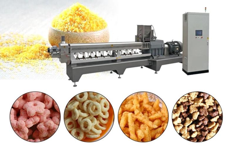 Low Price Fried Wheat Flour Snack Chips Puff Snack Process Line Extruder Machine Process Line