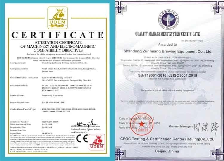 2000L CE Certificate Brite Beer Tank Fermentation for Sale/ Fermenter System