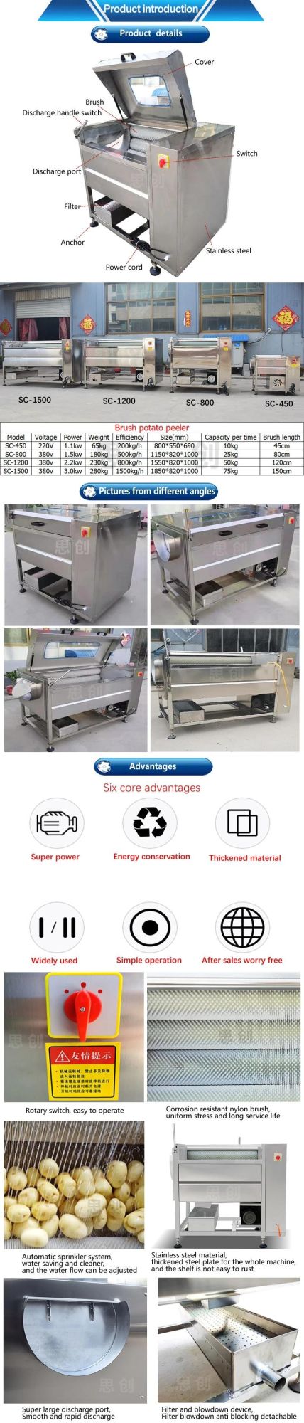 Fruit and Vegetable Roller Washing Machine Ginger Potato Peeling Machine