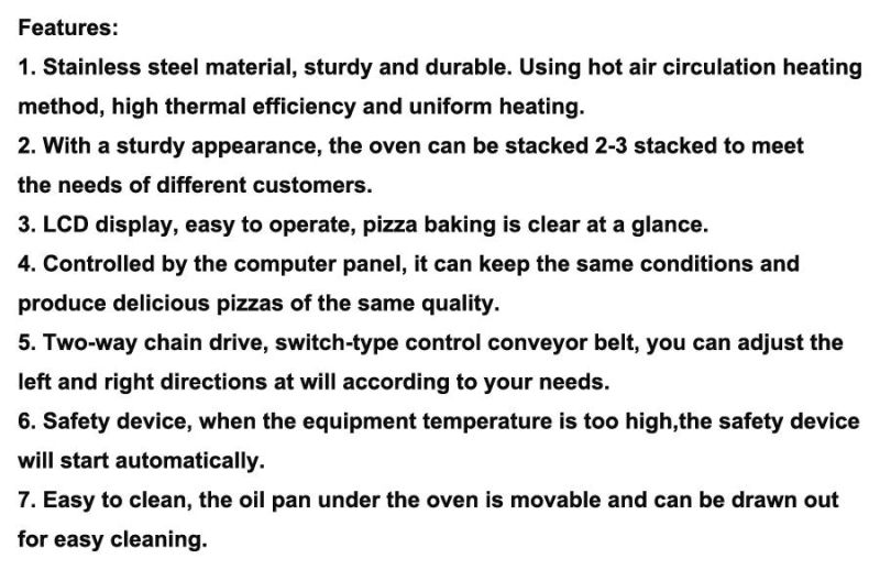 Catering Equipment Conveyor Belt Commercial Pizza Oven for Sale