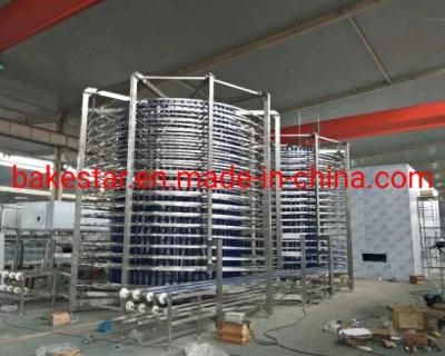 Stainless Steel Spiral Cooling Tower Conveyor Machine for Baking Toast Bread Cake Pastry