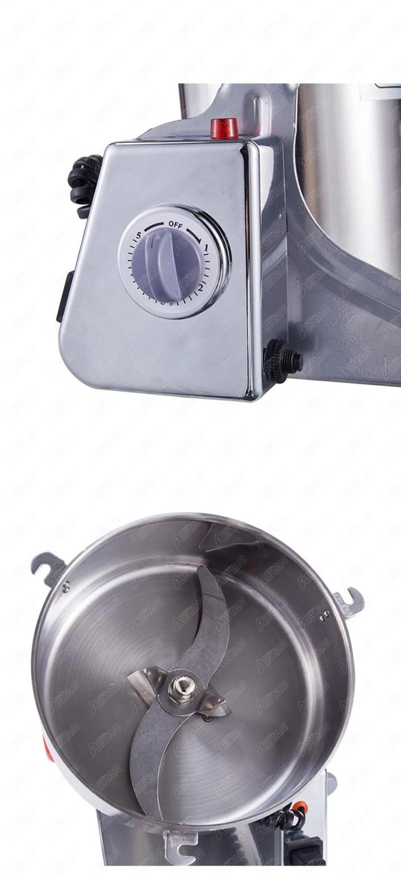 2000A Stainless Steel Home Use Pepper Spices Grinding Machines Food Wheat Corn Powder Grinder Electric High Power