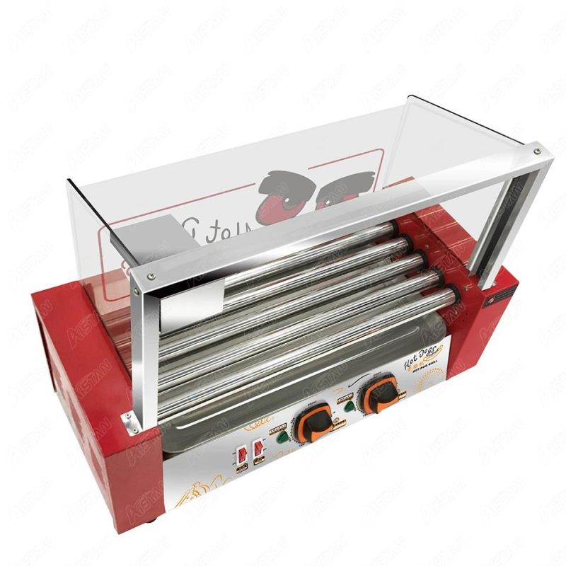 Wy05 Electric Hot Dog Grill Commercial Kitchen Snack Fast Food Equipment 5 Roller Hot Dog Roller Steamer Cooker Machine