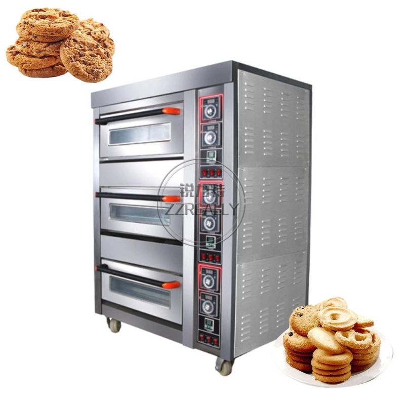 3 Decks 3 Trays Stainless Steel Gas Baking Oven Sweet Potato Bread Pizza Cake Shop Commercial Oven Bakery Machines Equipment