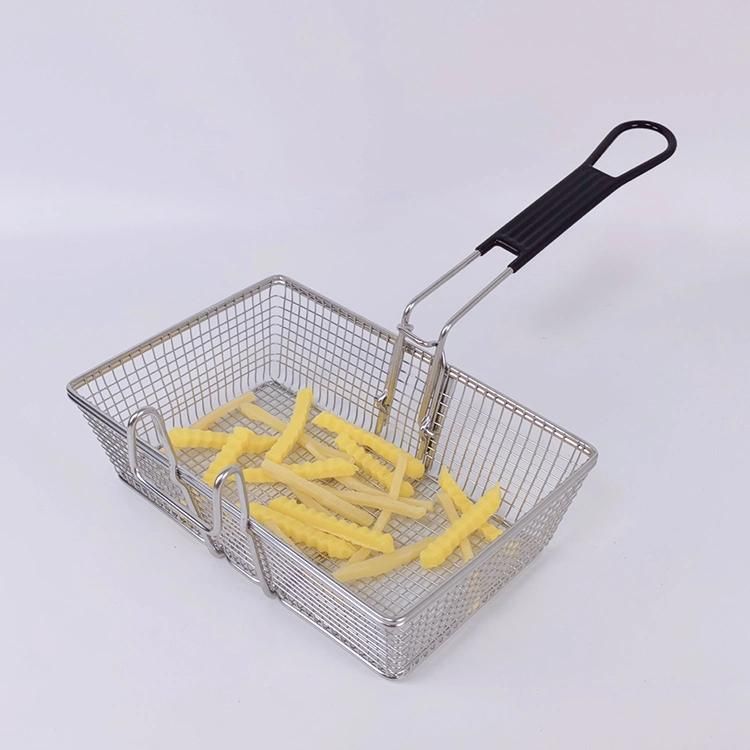 2.5 Gallon Commercial Fryer Stainless Steel Fried Basket Front Hook Fry Basket with Black Coated Removable Handle