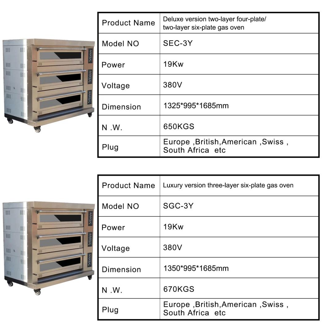 Electric Baking Machine Baking Equipment Commercial Delux 3deck 6tray Electric Gas Pizza Break Bread Meat Oven