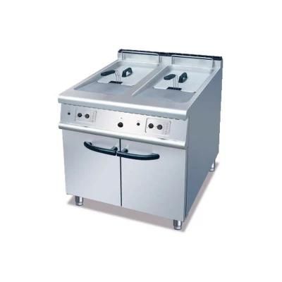 Commercial Gas 2-Tank 2-Basket Frying Machine with Cabinet