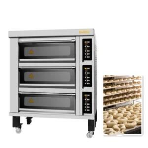 New Gas Deck Oven with 3 Deck 9 Trays / Hot Sale Deck Electric Pizza Oven