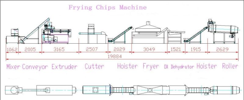 Frying Snacks Food Machine Bugles Chips Production Line