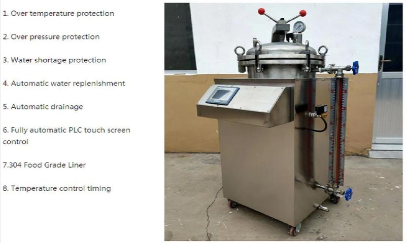 Fully Automatic Food Counter Pressure Retort Sterilization Pot Autoclav Vertical