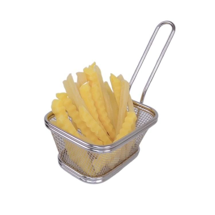 Fried Food Table Serving Chrome Rectangular Chips Fry Basket French Fries Basket Square Mini Frying Basket