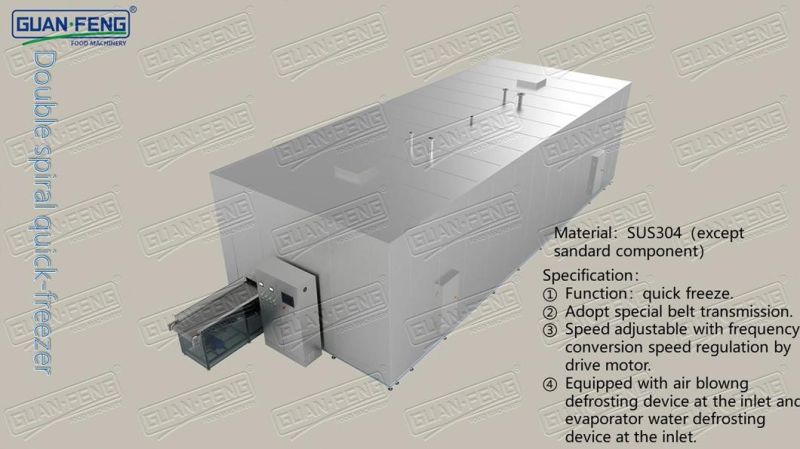 2000kg Spiral Quick Freezer Seafood Processing Machine