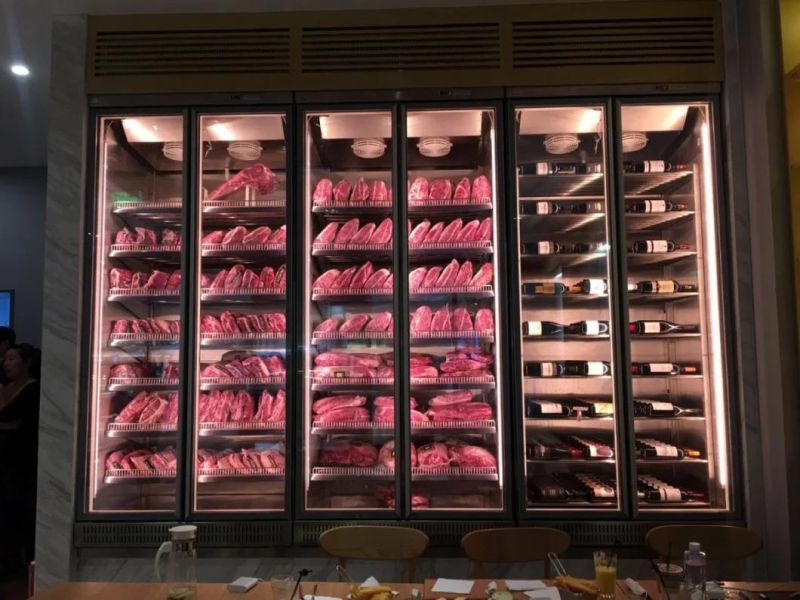 Commercial Kitchen Equipment Dry Age Fridge Beef Glass Door Meat Aging Fridge Beef Beef Dry Age Fridge Cabinet