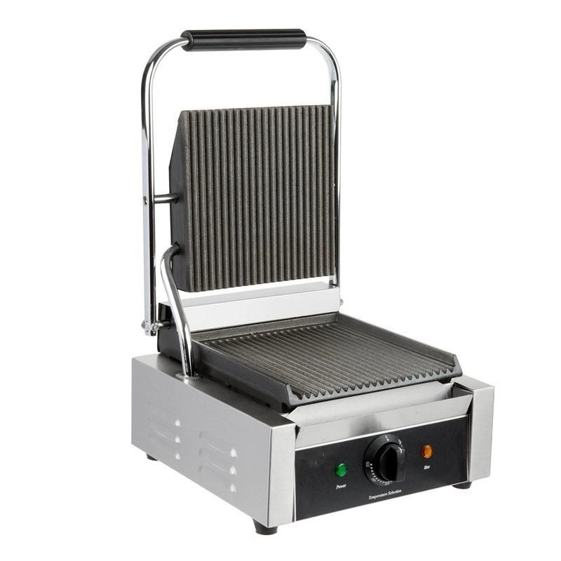 Electric Panini Grill, Contact Grill, Top Grooved + Bottom Grooved